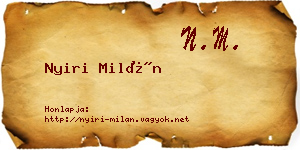 Nyiri Milán névjegykártya